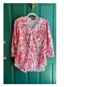 Saks Fifth Avenue Red and White Women's Top